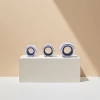 Silver hexagonal nuts with metal fasteners embedded with blue lock washers details Picture